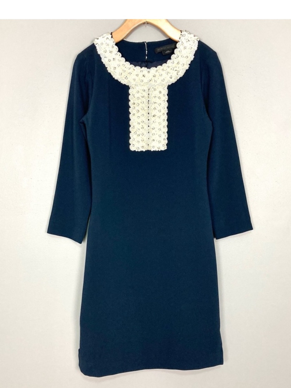 Worth Sequin Embellished Shift Dress Women’s Size XXS Crepe Rhinestones Elegant